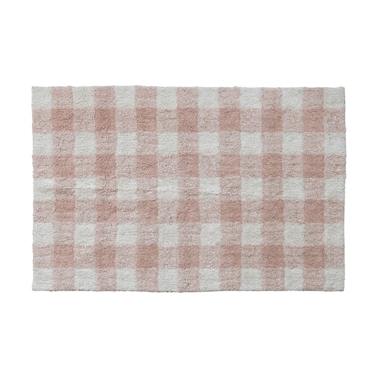 Hello Honey® 3ft. x 5ft. Blush & Cream Plaid Cotton Tufted Rug